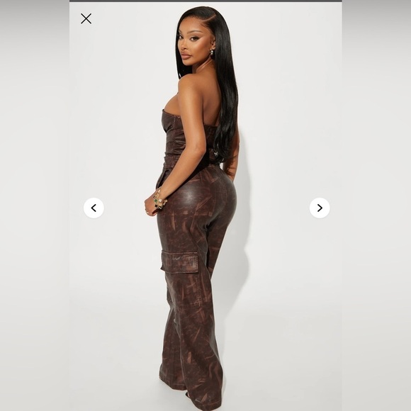 Nice For What Faux Leather Jumpsuit - Brown​​ - Picture 2 of 5